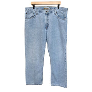 Eddie Bauer Mens Relaxed Fit Jeans Size 40x30 Light Wash Blue Distressed Hem